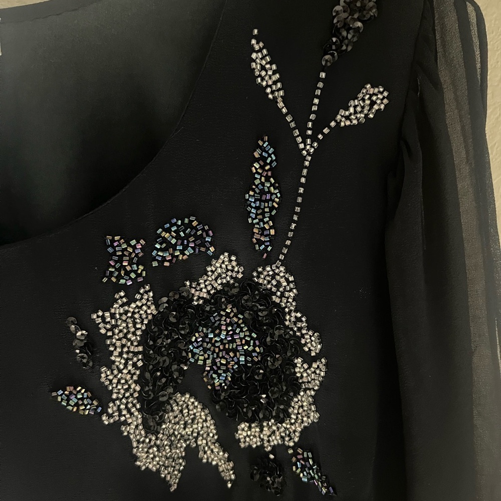 Romans Woman's Blouse Tunic black Beaded Size 22W Plus Open Sleeve - Picture 3 of 13